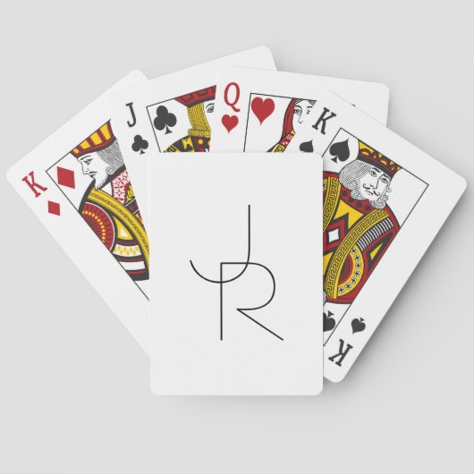 Jeu De Cartes Remplacement des initiales | Noir en blanc (dos)