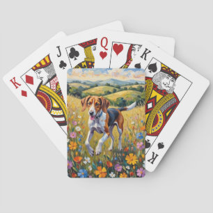 Jeu De Cartes Renard américain Foxhound Fleur sauvage Prairie