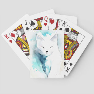Jeu De Cartes Renard blanc Wild Animal Nature Aquarelle Art