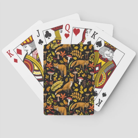 Jeu De Cartes Renard d'automne sur noir (dos)
