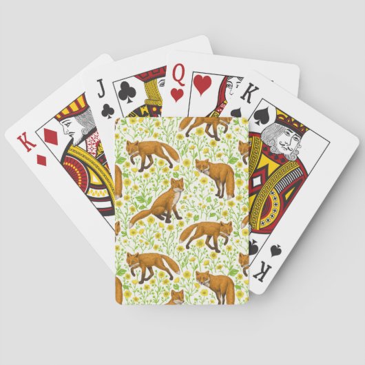 Jeu De Cartes Renards et papillons sur le blanc naturel (dos)