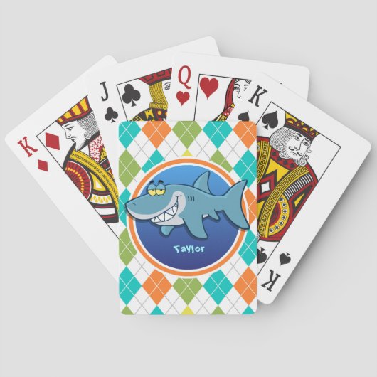 Jeu De Cartes Requin sur Motif Jacquard coloré (dos)