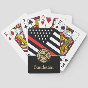 Jeu De Cartes Retraite des pompiers Red Line Flag Félicats