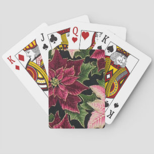 Jeu De Cartes Rétro 50s Poinsettia Bordeaux Rose