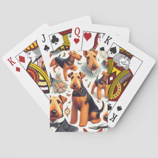Jeu De Cartes Retro Airedale Terrier sans fil (dos)