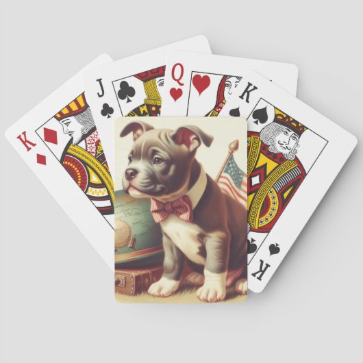 Jeu De Cartes Retro American Pit Bull Terrier Peinture (dos)