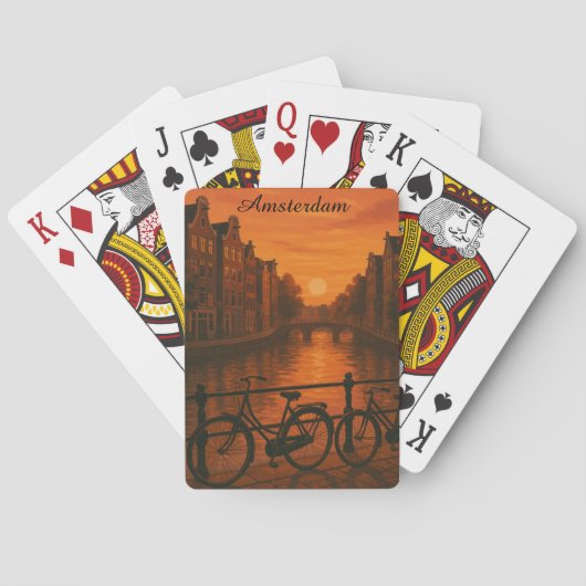 Jeu De Cartes Retro Amsterdam Pays-Bas Grachten Sunset Glow (dos)