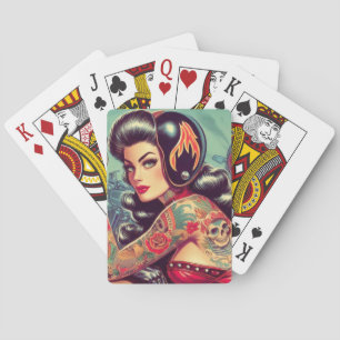 Jeu De Cartes Retro Biker Girl