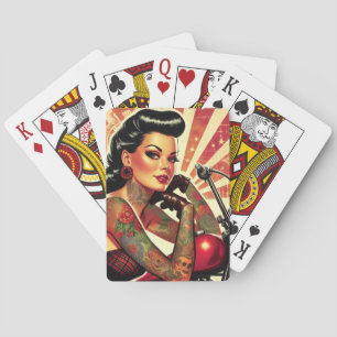 Jeu De Cartes Retro Biker Pin-up