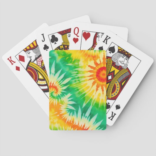 Jeu De Cartes Retro Boho Tie Dye Orange and Green (dos)