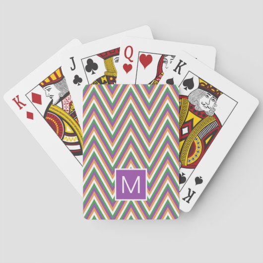 Jeu De Cartes Retro Chevron Pattern Cool Monogram (dos)