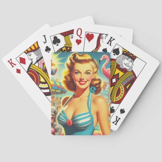 Jeu De Cartes Retro Cute Kitsch Girl (dos)