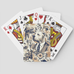 Jeu De Cartes Retro Dogo Argentino sans couture