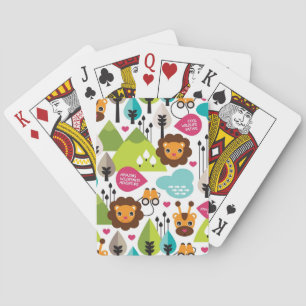 Jeu De Cartes rétro faune de lion de safari d'enfants
