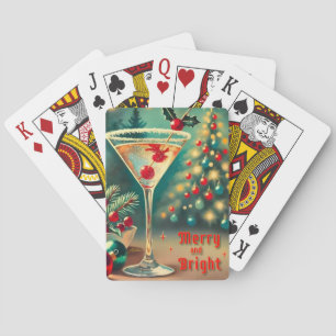 Jeu De Cartes Retro les années 50 Merry Bright Christmas Cocktai