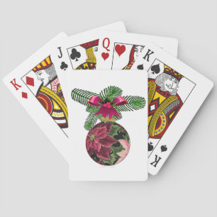 Jeu De Cartes Retro les années 50 Poinsettia Ornement Bourgogne