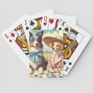 Jeu De Cartes Retro Love Chiens Peinture à l'huile