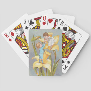 Jeu De Cartes Rétro Mignon Douce Saint-Valentin, enfants et jonq