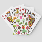 Jeu De Cartes rétro motif de hibou d'arbre rose de feuille (dos)