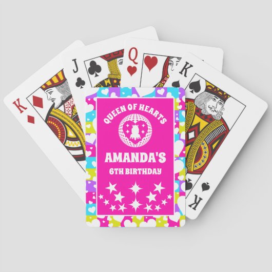 Jeu De Cartes Retro Neon Reine Des Coeurs Anniversaire (dos)