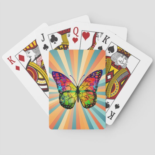 JEU DE CARTES RÉTRO PAPILLON ABSTRAIT VINTAGE (dos)