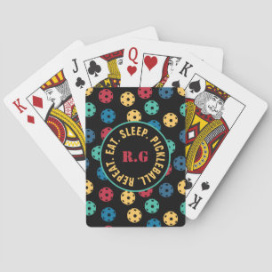 Jeu De Cartes 😍 Retro Pickleballs / noir avec initiales