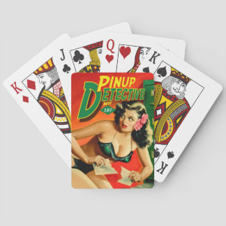 Jeu De Cartes Retro Pulp Magazine Conception Pinup Détective Lec