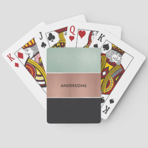 JEU DE CARTES RÉTRO ROSE GOLD BLUSH COPPER GREEN NOIR STRIPS