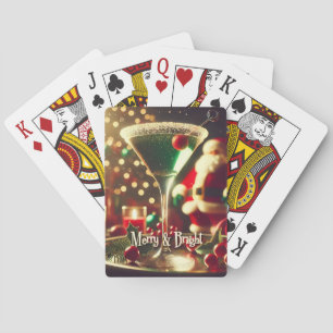 Jeu De Cartes Retro Santa Noël Martini verte des années 50