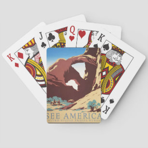 Jeu De Cartes Rétro Voir l'Amérique Western Cowboys Désert Arche
