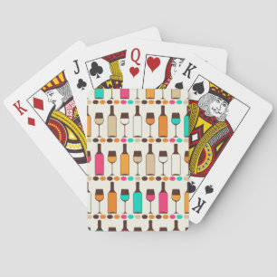 Jeu De Cartes Rétros bouteilles et verres de vin
