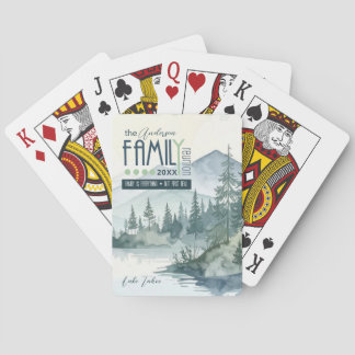 Jeu De Cartes Réunion de famille au lac de montagne aquarelle ID