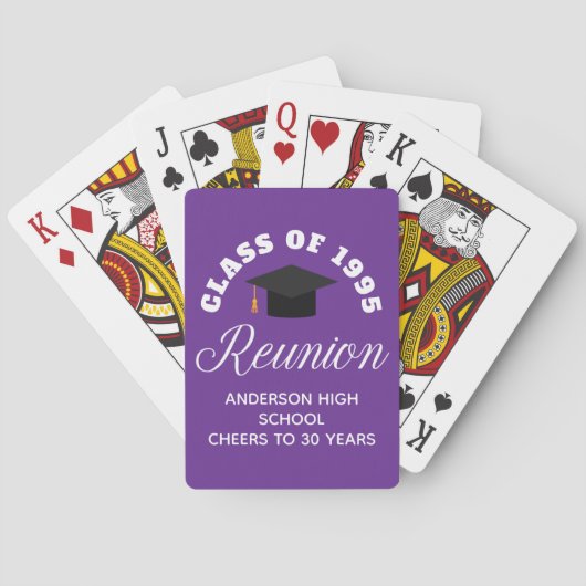 Jeu De Cartes Réunion du lycée violet fête personnalisée (dos)