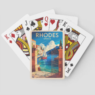 Jeu De Cartes Rhodes Grèce Travel Art Vintage