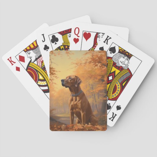 Jeu De Cartes Rhodesian Ridgeback dans les feuilles d'automne t (dos)