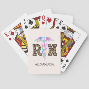 Jeu De Cartes "RN" en Empreinte de léopard - Logo Médicale color