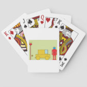 Jeu De Cartes Robot Géométrique Rétro et Voiture Jaune (dos)