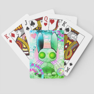 Jeu De Cartes Robot vert bunny kawaii jouer aux cartes