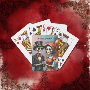 Jeu De Cartes Romance d'os de Noël, un couple de squelettes fest
