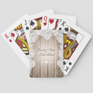 Jeu De Cartes Romantique Grange Bois Vintage Mariage