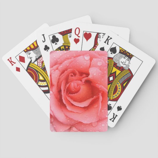 Jeu De Cartes Romantique Rose rose rouge gouttes d'eau (dos)