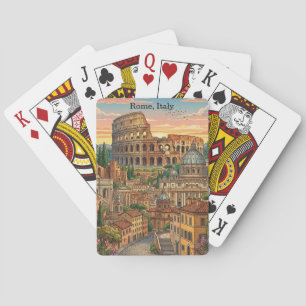 Jeu De Cartes Rome Italie Colosseum Art de Voyage Rétro Coloré