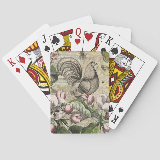 Jeu De Cartes Rooster Garden Flower Papillon Art (dos)