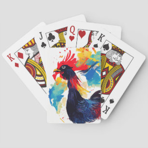 Jeu De Cartes Rooster Wild Nature Animal Couleur Art Peinture