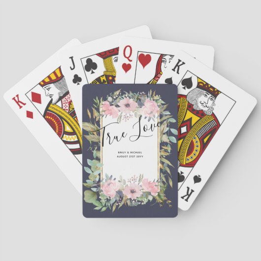 Jeu De Cartes Rose Blush Floral Sage Mariage (dos)
