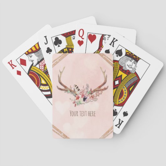 Jeu De Cartes Rose Blush Rose Floral Deer Antlers Boho Chic (dos)