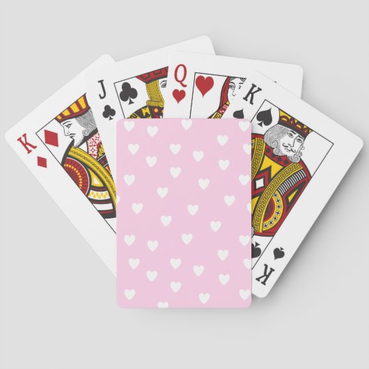 Jeu De Cartes Rose chaud mignon avec Coeurs blancs (dos)