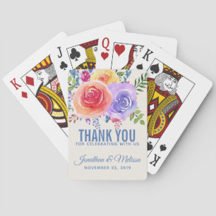 Jeu De Cartes Rose coloré aquarelle Mariage floral