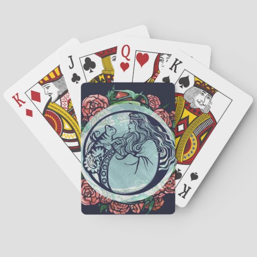 Jeu De Cartes Rose de la déesse de chat (dos)