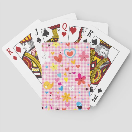 Jeu De Cartes rose de motif de bande dessinée d'amusement (dos)